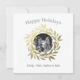 Modernes Happy Holidays Gold Foil Wreath Foto Feiertagskarte
