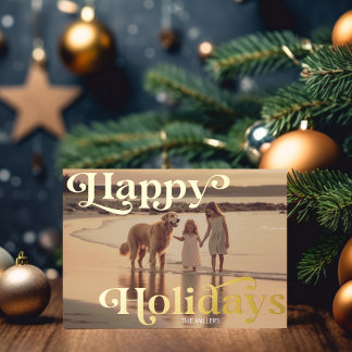 Modernes Happy Holidays Minimal 1 Foto Elegante Folien Feiertagskarte