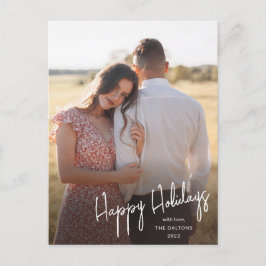 Modernes Happy Holidays Script Einfaches Foto Feiertagspostkarte