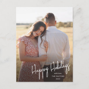 Modernes Happy Holidays Script Einfaches Foto Feiertagspostkarte