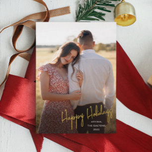 Modernes Happy Holidays Script Einfaches Foto Folien Feiertagskarte