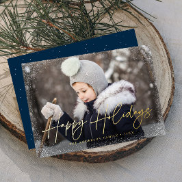 Modernes Happy Holidays Script-Foto Folien Feiertagskarte