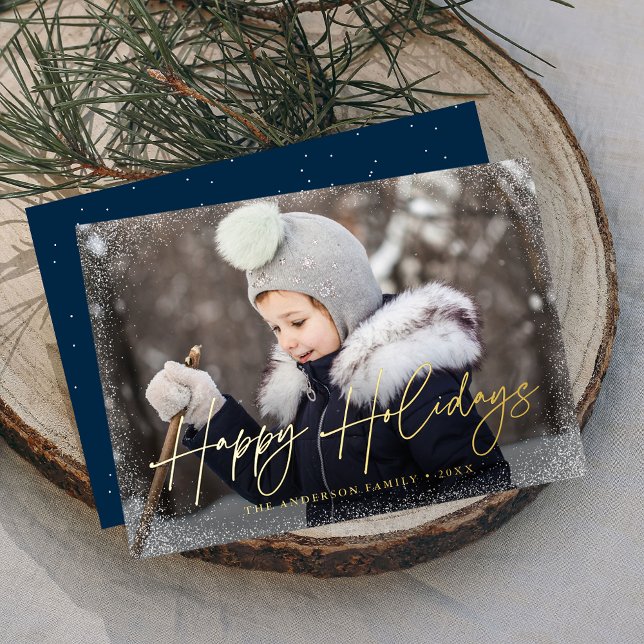 Modernes Happy Holidays Script-Foto Folien Feiertagskarte (Von Creator hochgeladen)