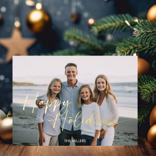 Modernes Happy Holidays Script Minimal 1 Foto Folien Feiertagskarte