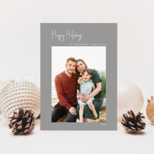 Modernes Happy Holidays Silver Vertical Single Fot Feiertagskarte