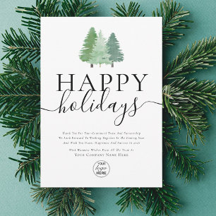 Modernes Happy Holidays Wald Geschäft Logo Feiertagskarte