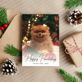 Modernes Happy Pawlidays Hund Foto Feiertagspostkarte