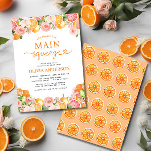 Modernes Haupt-Squeeze Citrus Brautparty Orange Einladung