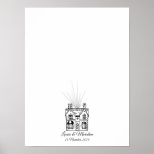 Modernes Haus Fingerprint Wedding Gästebuch