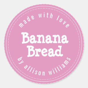Modernes hausgemachtes Bananenbrot Fuchsia Pink Runder Aufkleber