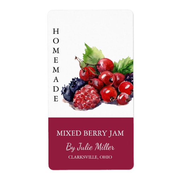 Modernes, hausgemachtes Berry-Jam-Label (Vorne)