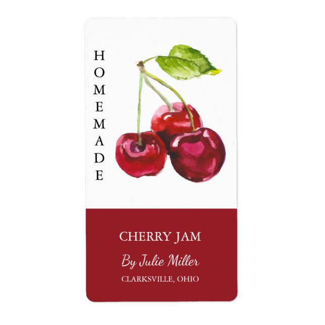 Modernes hausgemachtes Cherry-Jam-Label (Vorne)