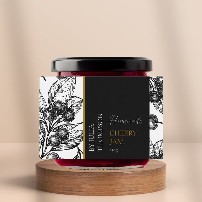 Modernes hausgemachtes Cherry-Jam-Label Lebensmitteletikett (Von Creator hochgeladen)