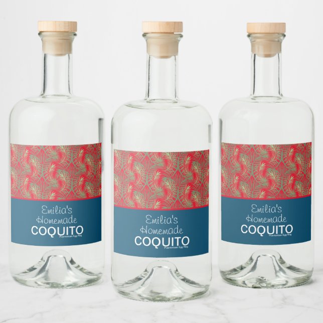 Modernes, hausgemachtes Coquito Rezept Branding Alkoholflaschenetikett (Flaschen)