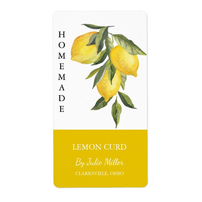 Modernes hausgemachtes Lemon Curd Label (Vorne)