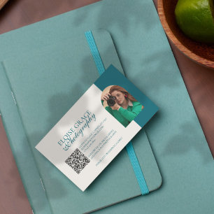 Modernes Head Shoot Foto und QR Code Fotografie Visitenkarte