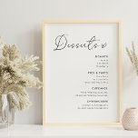 Modernes Heart Wedding Desserts Menu Unterschrift Poster<br><div class="desc">Das individuell gestaltete Hochzeitsdessert-Menü mit einem Plakat mit eleganter Herzkalligraphie und modernem Schwarz-Weiß-Design.</div>