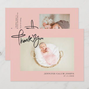 Modernes Heft Script Foto Pink Baby Girl Ankündigung