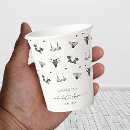 Modernes Heftskript & Black Lingerie Brautparty Pappbecher