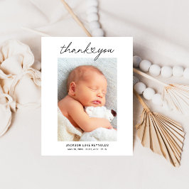 Modernes Heftskript Custom Newborn Baby Foto Dankeskarte