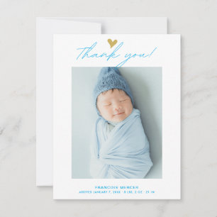 Modernes Heftskript Custom Newborn Baby Foto Dankeskarte