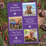 Modernes Heimtierjahr im Review Dog 3 FotoCollage Feiertagskarte<br><div class="desc">Die neue Kollektion von Ferienkarten, die sich perfekt für Tierliebhaber und Haustierbesitzer eignet! Unsere "Pawsively Wonderful Year"-Karten zeigen Ihre wütenden Familienmitglieder auf niedliche, moderne und lustige Art und Weise. Diese Karten sind stilvoll und feierlich, mit einer Foto-Collage Ihrer Haustiere das ganze Jahr über. Unsere Karten sind so konzipiert, dass die...</div>