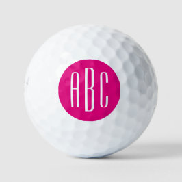 Modernes, heißes Rosa und weißes Monogramm mit dre Golfball