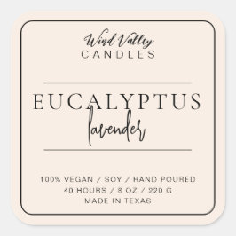 Modernes hellbeiges Etikett mit Kerzenlicht Quadratischer Aufkleber