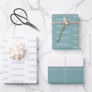Modernes, hellblau-weiß Kwanzaa Geschenkpapier Set