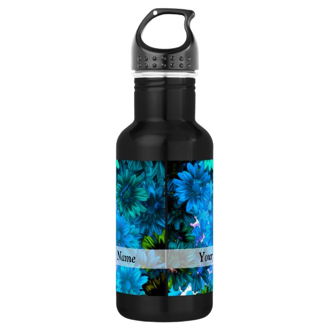 Modernes hellblaues Blumenmuster Trinkflasche (Vorderseite)