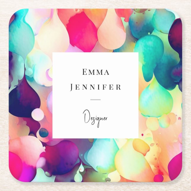 Modernes, helles, Abstrakt rosa gestrichenes Muste Rechteckiger Pappuntersetzer (Vorderseite)