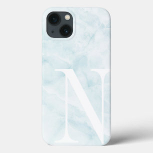 Modernes helles Aqua-Marmor Grosses Monogramm Case-Mate iPhone Hülle