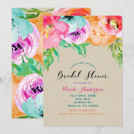 Modernes, helles, braunes Kraft-Brautparty Einladung