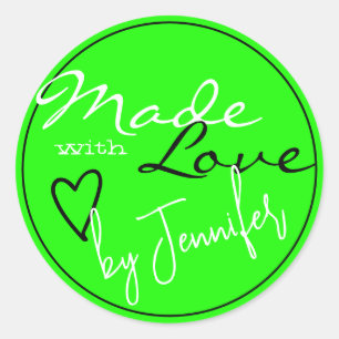 Modernes, helles Grün aus Liebe Herz Runder Aufkleber