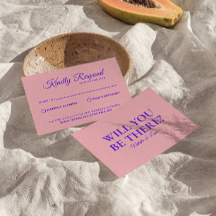 Modernes, helles Retro Gezeichnet Funky Wedding RSVP Karte