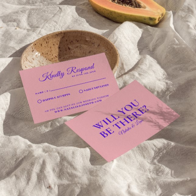 Modernes, helles Retro Gezeichnet Funky Wedding RSVP Karte (Von Creator hochgeladen)