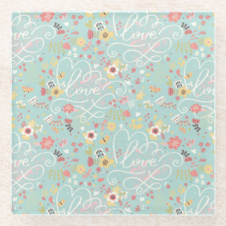 Modernes helles romantisches Muster Glasuntersetzer