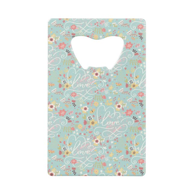 Modernes helles romantisches Muster Kreditkartenflaschenöffner (Vorderseite)