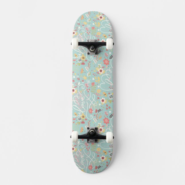 Modernes helles romantisches Muster Skateboard (Vorderseite)