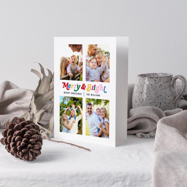 Modernes, helles und farbenfrohes Bright 4 Foto Karte (Get into the holiday spirit with a heartfelt folded christmas card! 🎅)