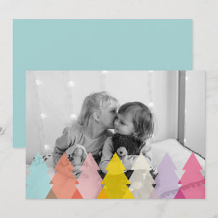 Modernes, helles Weihnachtsbaum-Foto Feiertagskarte