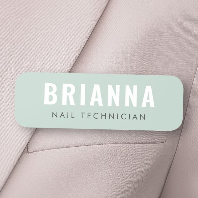 Modernes, helles Wellness-Center-Studio in Meeresg Namensschild (Light sea green modern minimal spa studio name tag)