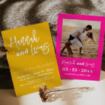 Modernes hellgelbes Foto Einladung zur Hochzeit<br><div class="desc">Dies ist eine kühne, moderne Hochzeitseinladung mit einem schönen kalligraphischen Schriftart und einem hellen Hintergrund. Alle Farben können bearbeitet werden. // Für passende Designs, suchen Sie "FALLON" in der Sincerely By Nicole Zazzle Store. * Wenn Ihnen dieses Design gefällt, Sie es aber nicht für etwas finden, das Sie suchen, wenden...</div>