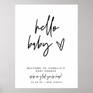 Modernes Hello Baby Begrüßungsbaby Baby Dusche Poster