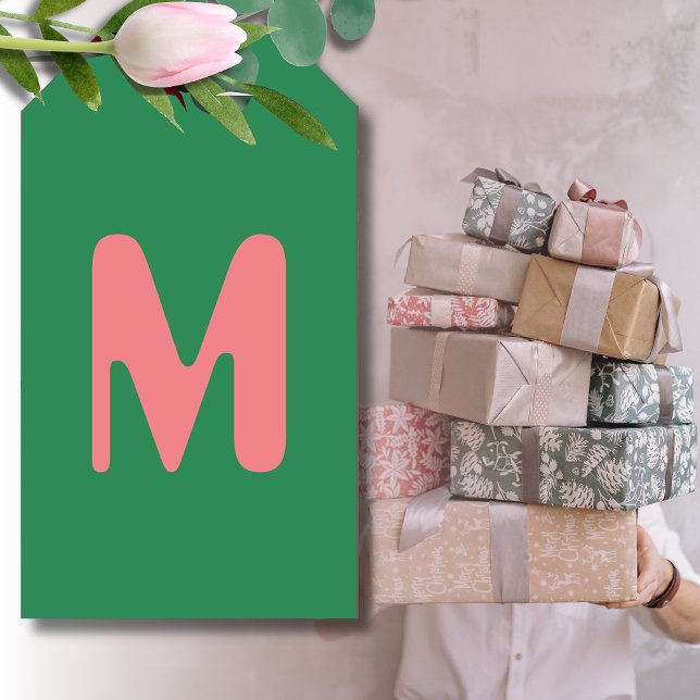 Modernes, hellrosa Anfangsbuchstabe | Meeresalgen  Geschenkanhänger (Von Creator hochgeladen)