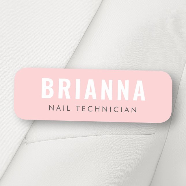Modernes, hellrosa Studio mit minimalistischem Wel Namensschild (Light pink modern minimal spa studio name tag)
