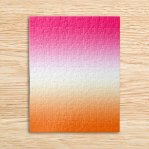 Modernes, hellrosa Weiß und Orange Ombre Puzzle