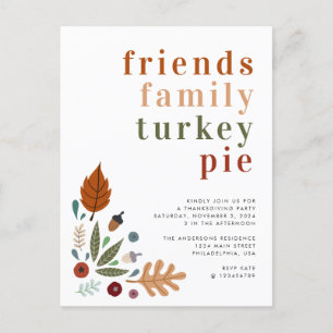 Modernes Herbst Herbst Erntedank Party Ankündigungspostkarte