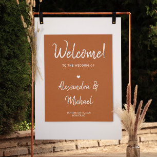 Modernes Herbst Herbst Terracotta Hochzeitsempfehl Poster