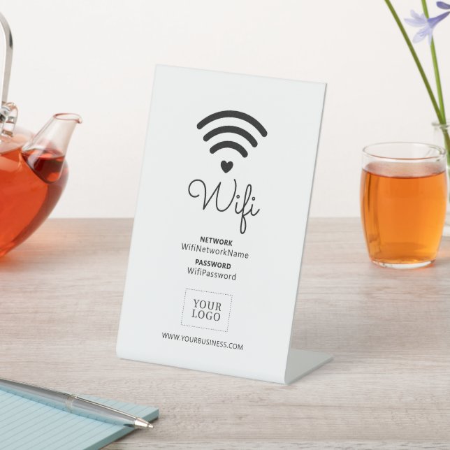 Modernes Herz Business Wifi Kennwort Begrüßungszei Sockelschild (In SItu)